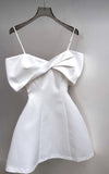 Vintage A Line Spaghetti Straps White Cocktail Dresses Short Homecoming Dress HZ1024