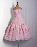 Vintage Pink Tulle 50's Birthday Outfit Homecoming Dresses HZ1024