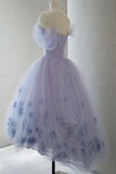 Vintage Light Purple Tulle High Low Floral Homecoming Dress HZ1024