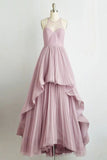 A Line Sleeveless Sheer Back Long Prom Dresses HZ1024