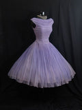 Vintage 1950s Tulle Dress Short Lilac Homecoming Dress HZ1024