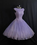 Vintage 1950s Tulle Dress Short Lilac Homecoming Dress HZ1024