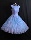 Vintage Ball Gown 1950s Short Tulle Dress With Boat Neckline Homecoming Dress HZ1024