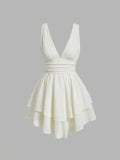 Vintage A line Straps White Chiffon Homecoming Dress 18th Birthday Outfits HZ1024