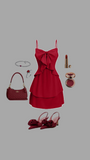 Vintage A line Spaghetti Straps Red Chiffon Homecoming Dress 18th Birthday Outfits HZ1024