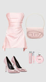 Modest Sheath Strapless Pink Satin Homecoming Dress 21st Birthday Outfit HZ1024