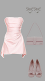 Modest Sheath Strapless Pink Satin Homecoming Dress 21st Birthday Outfit HZ1024