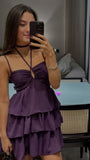 Cute A line Halter Grape Homecoming Dress 21st Birthday Outfit HZ1024