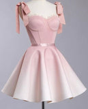 Cute A line Straps Pink Homecoming Dress 21st Birthday Outfit HZ1024