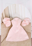 Strapless A-Line Short Pink Homecoming Dress Birthday Outfit HZ1024