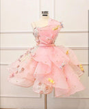 Cute Ball Gown Straplesss Short Pink Homecoming Dress Birthday Outfit HZ1024