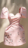 Cute A Line Sweetheart Short Pink Homecoming Dress Birthday Outfit HZ1024