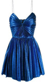 Simple A line Spaghetti Straps Royal Blue Short Homecoming Dress Birthday Dress HZ1024
