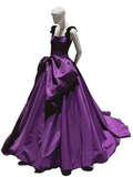 Ball Gown Straps Satin Grape Satin Long Prom Dresses HZ1024