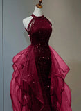 Elegant Sequins with Tulle Long Party Dress Prom Dresses HZ1024