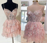 Lace Homecoming Dress Girl Dress Skirt Sweetheart Neckline HOCO Dress HZ1024
