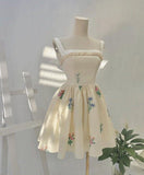 Cute A line Straps Chiffon Short Homecoming Dress Birthday Dresses HZ1024