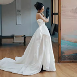 Vintage Ball Gown White Satin Wedding Dresses HZ1024