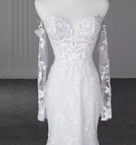 Fairytale Mermaid Off The Shoulder Long Sleeves Lace Wedding Dresses HZ1024