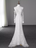 Fairytale Mermaid Off The Shoulder Long Sleeves Lace Wedding Dresses HZ1024
