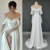 Fairytale Mermaid Long Sleeves Lace White Off The Shoulder Wedding Dress HZ1024