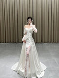 Fairytale Mermaid Long Sleeves Lace White Off The Shoulder Wedding Dress HZ1024