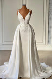 Fairytale Mermaid Straps Lace White Long Wedding Dresses HZ1024