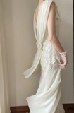 Chic A Line Chiffon Lace White Wedding Dresses HZ1024