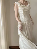 Chic A Line Chiffon Lace White Wedding Dresses HZ1024