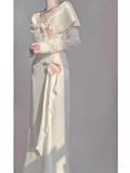 Chic A Line Long Sleeves Lace White Wedding Dresses HZ1024