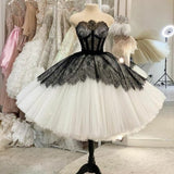 Strapless Short Ball Gown Black And White Homecoming Dress HZ1024