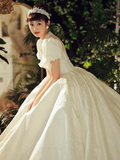 Chic Ball Gown Short Sleeves Lace Wedding Dress HZ1024