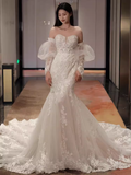 Vintage Mermaid Strapless Neckline Lace Wedding Dress HZ1024