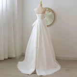 Timeless A line Strapless Chiffon Long Wedding Dresses With Ruffles HZ1024