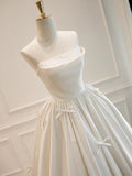 Classy Ball Gown Sweetheart Satin Long Wedding Dresses With Bowknots HZ1024