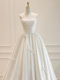 Classy Ball Gown Sweetheart Satin Long Wedding Dresses With Bowknots HZ1024
