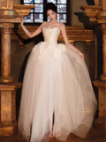 Cute Ball Gown Strapless Neckline Tulle Wedding Dress HZ1024