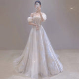 Timeless A Line Off The Shoulder Straps Long Lace White Wedding Dresses HZ1024