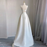 Unique High Low Straps Satin Long White Wedding Dresses HZ1024