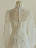 Chic A line Sweetheart Lace Long Sleeves White Wedding Dresses HZ1024