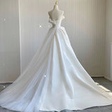 Chic Ball Gown Sweetheart Satin Long White Wedding Dresses HZ1024