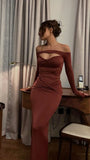 Modest Mermaid Sweetheart Off The Shoulder Long Sleeves Prom Dress Evening Dresses HZ1024