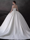 Vintage Ball Gown Sweetheart Satin White Wedding Dresses HZ1024
