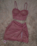 Sexy A Line 2 Pieces Straps Pink Short Homecoming Dresses Party Dress HZ1024