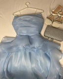 Modest A Line Spaghetti Straps Long Light Sky Blue Prom Dress Evening Dresses HZ1024