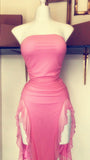 Cute Sheath Strapless Pink Short Ruffles Homecoming Dresses HZ1024