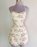 Cute Sheath Spaghetti Straps Floral Short Homecoming Dresses HZ1024