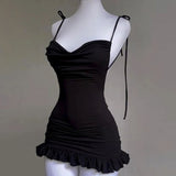 Cute Sheath Spaghetti Straps Black Short Homecoming Dresses Little Black Dress HZ1024