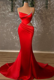 Gorgeous Mermaid Straps Beadings Red Prom Dress HZ1024