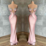 Beautiful Pink Prom Dress with Spaghetti Straps and Beadings HZ1024